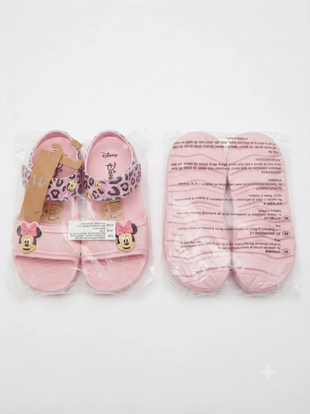 Disney Pink Minnie Mouse Kids Sandals with Leopard-Print Strap